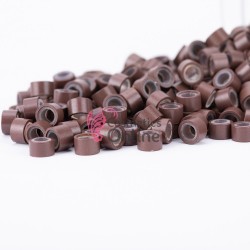 Inele microring cu silicon pentru extensii de par 100 bucati de 6mm Cod 52635 Saten Mediu